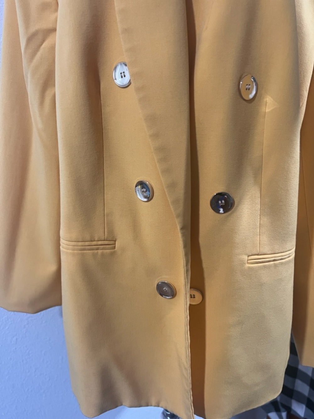 Bar III Mustard Double-Breasted Blazer